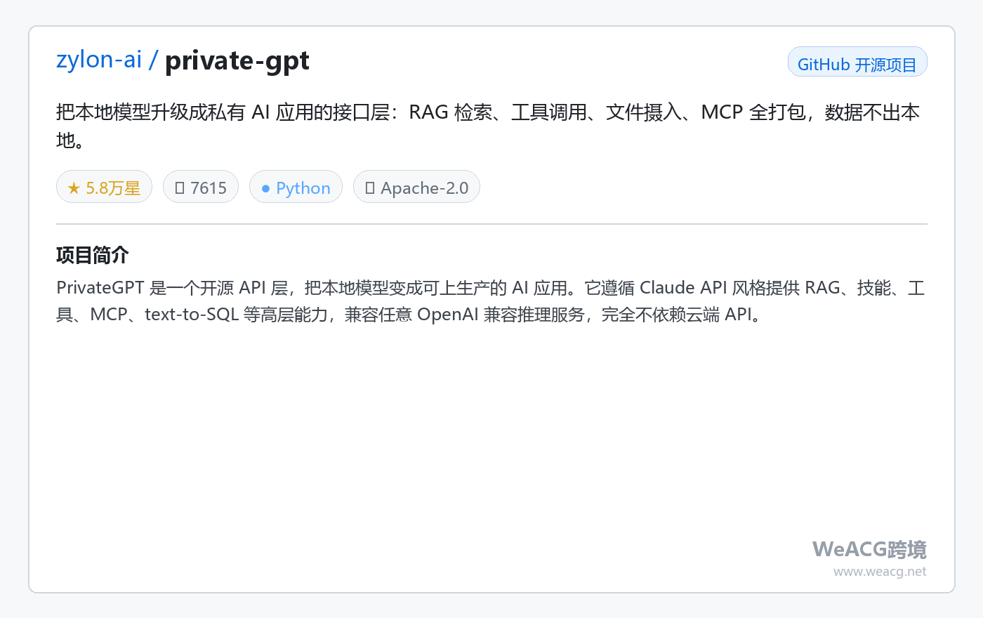 PrivateGPT 项目页中文版